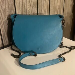 Valentina fiore azure blue crossbody purse saddlebag